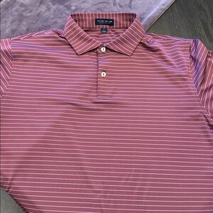 NWOT Peter Millar Men's Polo Shirt - Burgundy Stripes
